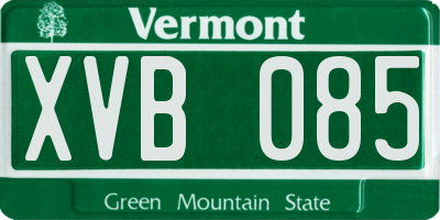 VT license plate XVB085