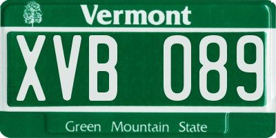 VT license plate XVB089