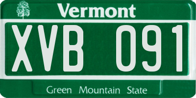 VT license plate XVB091