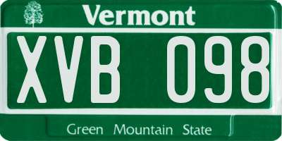 VT license plate XVB098