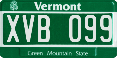 VT license plate XVB099