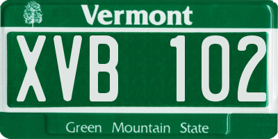 VT license plate XVB102