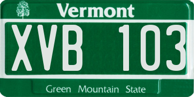 VT license plate XVB103
