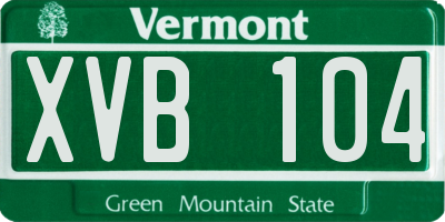 VT license plate XVB104