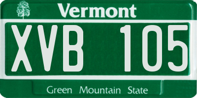 VT license plate XVB105