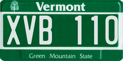 VT license plate XVB110