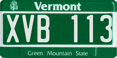 VT license plate XVB113