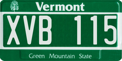VT license plate XVB115