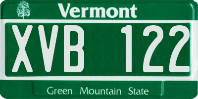 VT license plate XVB122