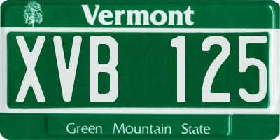 VT license plate XVB125