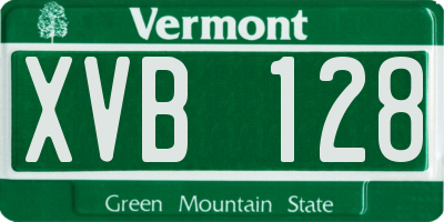 VT license plate XVB128