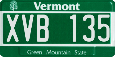 VT license plate XVB135