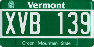 VT license plate XVB139