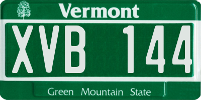 VT license plate XVB144