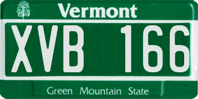 VT license plate XVB166