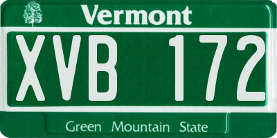 VT license plate XVB172