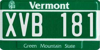 VT license plate XVB181