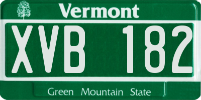 VT license plate XVB182