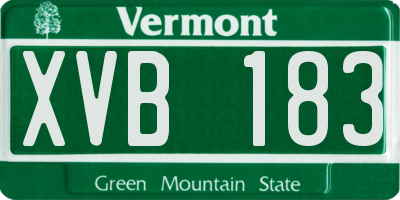 VT license plate XVB183