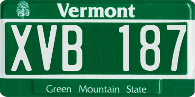 VT license plate XVB187