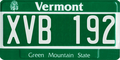 VT license plate XVB192