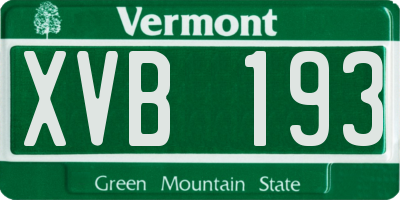 VT license plate XVB193