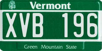 VT license plate XVB196
