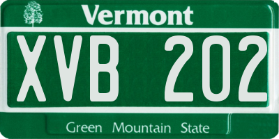 VT license plate XVB202