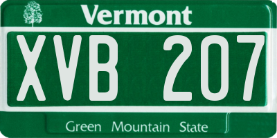 VT license plate XVB207