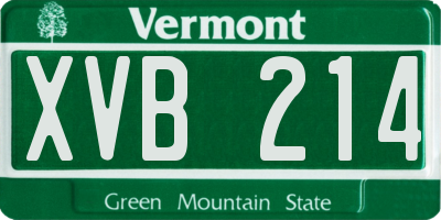 VT license plate XVB214