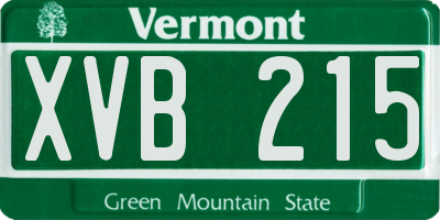 VT license plate XVB215