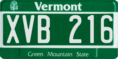 VT license plate XVB216