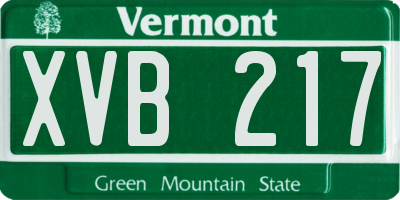 VT license plate XVB217