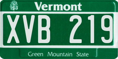 VT license plate XVB219