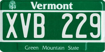 VT license plate XVB229