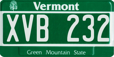 VT license plate XVB232