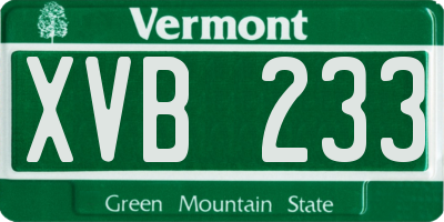 VT license plate XVB233
