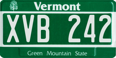 VT license plate XVB242