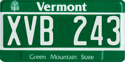 VT license plate XVB243