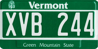 VT license plate XVB244