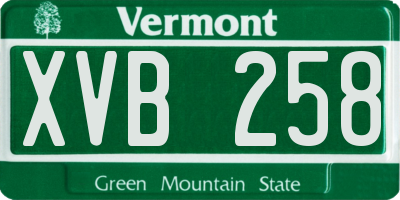 VT license plate XVB258