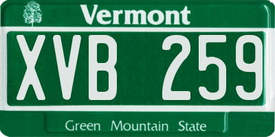 VT license plate XVB259