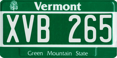 VT license plate XVB265