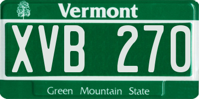 VT license plate XVB270