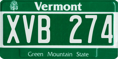 VT license plate XVB274