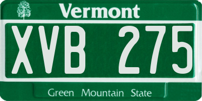 VT license plate XVB275