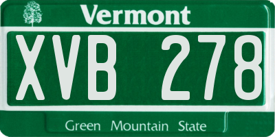 VT license plate XVB278