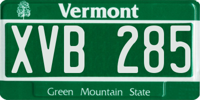 VT license plate XVB285