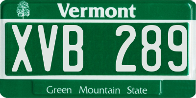 VT license plate XVB289