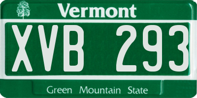 VT license plate XVB293